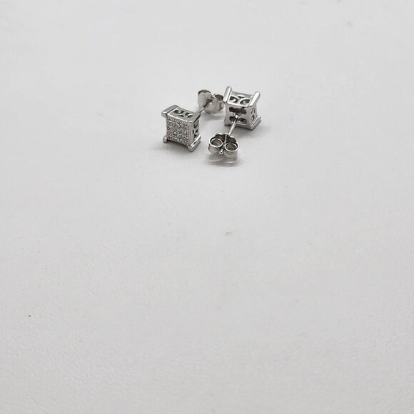 Brand New Sterling Silver 925 Square Cz Earrings - Picture 9 of 9